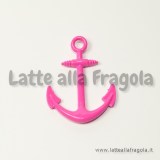 Ciondolo Ancora in metallo smaltato fucsia 33x25mm