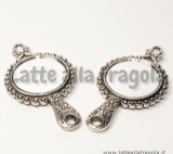 Ciondolo specchio argento antico double face 60x32mm