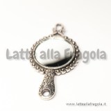 Ciondolo specchio argento antico double face 60x32mm