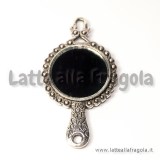 Ciondolo specchio argento antico double face 60x32mm