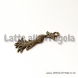 Ciondolo double-face fenice in metallo color bronzo 32x12mm