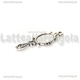 Charm Specchio double-face in metallo argento antico 27x11mm