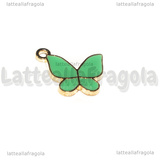 Charm Farfalla in metallo dorato smaltato Tiffany 15x17mm