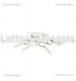 30 Ganci a vite con occhiello 10x4mm in metallo Silver Plated