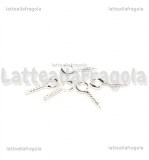 30 Ganci a vite con occhiello 10x4mm in metallo Silver Plated