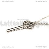 Collana Chiave Sherlok Holmes in metallo argento antico 44x19mm