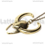 Collana Ciondolo Elmo di Loki in metallo color bronzo 43x50mm