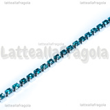 1 Metro Catena in Acciaio Inox Strass Azzurro 3mm