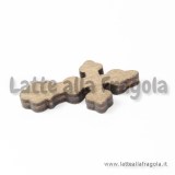 Ciondolo croce in legno 40x23mm con foro passante