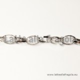 Catena maglia ovale in metallo toni argentati 8x6mm