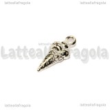 Charm Cono Gelato 3d in metallo argentato 19x8mm