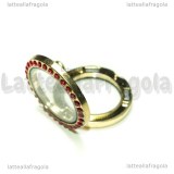 Ciondolo Apribile Tondo in metallo dorato strass rossi 29mm