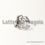 Base per anello filigranata argento antico con base ovale 18x13mm