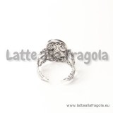 Base per anello filigranata argento antico con base ovale 18x13mm