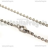 Collana in Acciaio Inox 60cm Maglia Piatta Ovale 2mm