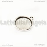 Base tonda in metallo argento antico per cammei 14mm