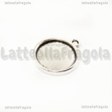 Base tonda in metallo argento antico per cammei 14mm