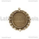 Base in metallo color bronzo per cammei 40x30mm