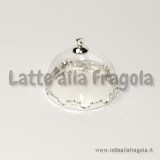 Set Mezza Ampolla Semisfera in vetro 25mm con base merlettata Silver Plated