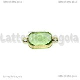 Connettore in ottone dorato e vetro sfaccettato verde 22x11mm