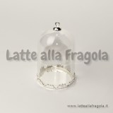 Set campana in vetro 38x25mm con base merlettata Silver Plated