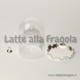 Set campana in vetro 38x25mm con base merlettata Silver Plated