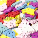 10 Bottoni Coniglietti in legno colori vari 20x15mm
