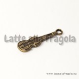 Ciondolo Violino in metallo color bronzo 22x6mm