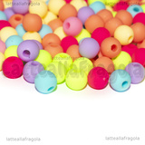 30 Perle in Acrilico Effetto Gommato colori misti foro passante 6mm