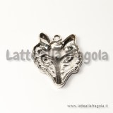 Ciondolo Testa di lupo in metallo argento antico 33x25.5mm