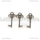 3 Charms Chiave in metallo argento antico 21x8.5mm