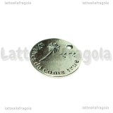 Ciondolo Dente di Leone double-face in metallo argento antico 20mm