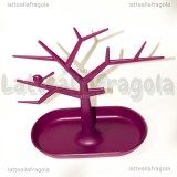 Espositore Albero con uccellino per orecchini e collane in acrilico rosa