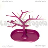 Espositore Albero con uccellino per orecchini e collane in acrilico rosa