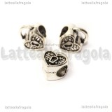 Cuore Lucchetto foro largo in metallo argento antico 12x10mm