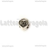 Cuore Lucchetto foro largo in metallo argento antico 12x10mm