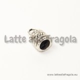 Terminale a coppa in metallo decorato argento antico 14x8mm