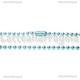 Collana in metallo azzurro con catenina pallini 2mm 700mm