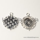 Base tonda in metallo Silver Plated per cammei da 15mm