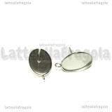 Coppia orecchini a perno in Acciaio inox con asola e base ovale 14x10mm