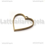 Ciondolo Cornice Cuore in metallo color bronzo 34x30mm