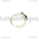 Base anello regolabile in metallo argentato con piattello 12mm