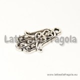 Charm mano di Fatima in metallo argento antico 22x13mm