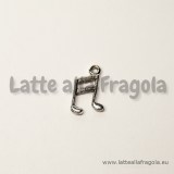 Charm nota musicale double-face in metallo argento antico 14x18mm