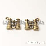 Charm 3D binocolo in metallo color bronzo 16x15mm