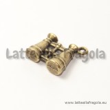Charm 3D binocolo in metallo color bronzo 16x15mm