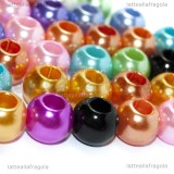 15 perle acriliche a foro largo colori misti 12mm