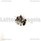 Castello 3D foro largo in metallo argento antico 12x10mm