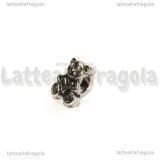 Orsacchiotto con cuore foro largo in metallo argento antico 11.5x9mm