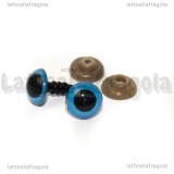 Coppia di occhietti azzurri a vite in plastica 9x14mm con chiusura